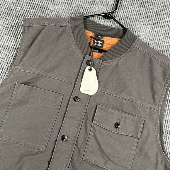 Prana Other - Prana Canvas Vest Jacket Mens 2XL XXL Brown‎ Gray Sleeveless Lined Full Zip New